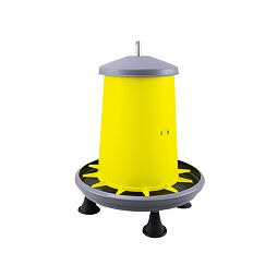 Függő műanyag csőetető fedéllel, űrtartalom 9 l, lábakkal, sárga