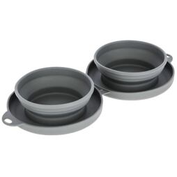 Skládací cestovní silikonová miska pro psy, 2 x 300 ml, šedá