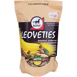 Pochoutky LEOVET Leoveties 1kg, banán-kurkuma-lněné semínko