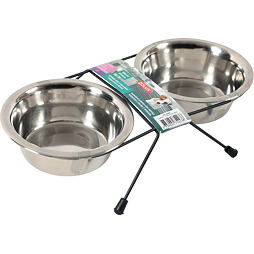 Zolux rozsdamentes acél állványos tál + 2 db kutyatál ACÉL 0,35l