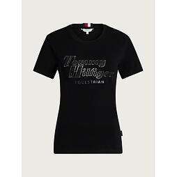 Női strasszos póló TOMMY HILFIGER Malibu, fekete