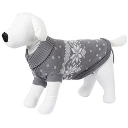 Svetr s norskými vzory pro psy Lillehammer, bílo/šedý