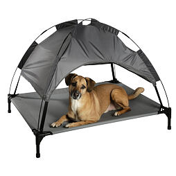 Lehátko pro psy se střechou proti slunci, 105 x 86 x 75 cm, šedé