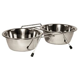 Nerezový stojan se dvěma miskami pro psy