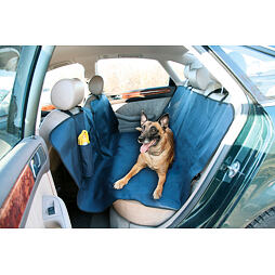 Ochranná deka do auta pro psa s cestovní lahví, tmavě modrá