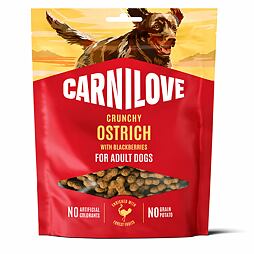 Carnilove ropogós kutyasnack strucc+szeder 200g