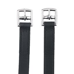 Třmenové řemeny, kožené, černé 130cm x 25mm pár