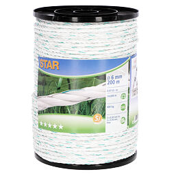 Lanko pro elektrický ohradník STAR 200m 6mm bílá/zelená