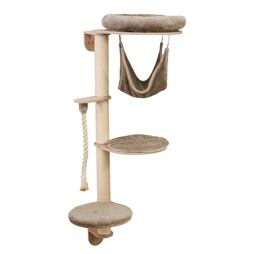 Odpočívadlo se škrabadlem pro kočky nástěnné 80x53x204, béžová