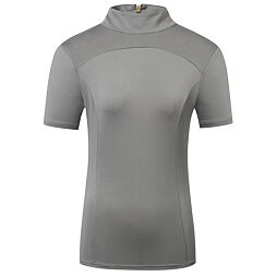 Női állógalléros póló Covalliero S/S 2023, szürke