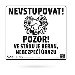 Výstražná tabulka "POZOR! BERAN" 21x19cm