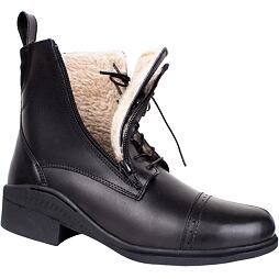 KenTaur téli jodhpur cipő oldalsó cipzárral és bárányszőrrel, fekete