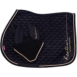 Podsedlová dečka + čabraka na uši KENTAUR Rose Gold samet, černá, vel. Full