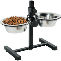 Rozsdamentes acél tál, állítható állvánnyal + 2 db 0,7 l-es kutyatál Zolux