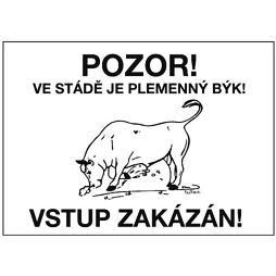 Výstražná tabulka - Plemenný býk