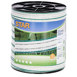 Ohradníková páska 20mm 200m STAR bílá/zelená