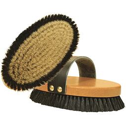 Kartáč na koně, přírodní vlas Kentaur, černá kožená rukojeť