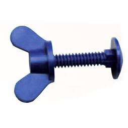 Šroub plastový s křídlovou matkou - modrý dlouhý 90mm