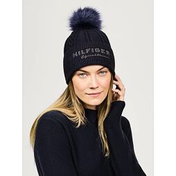 Dámská čepice TOMMY HILFIGER Perry, kolekce 2025, modrá, vel. Uni