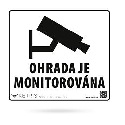 Výstražná tabulka "OHRADA JE MONITOROVÁNA" 21x19cm