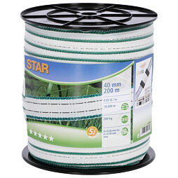 Villanypásztor szalag 40mm 200m STAR fehér/zöld