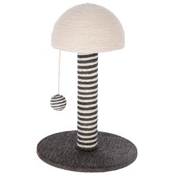 Macskakaparó Funghi játékkal, 30 x 30 x 42 cm, fehér/szürke