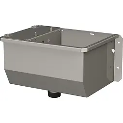 Rozsdamentes acél etetővályú, 35 l, 2"-os kiömlőnyílással, úszószeleppel