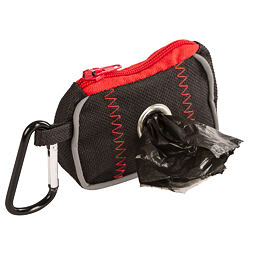 Taštička na sáčky pro psí exkrementy, černo/červená