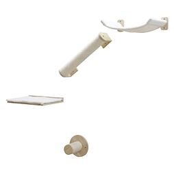 Odpočívadlo pro kočky nástěnné 4-dílné, přírodní/bílá