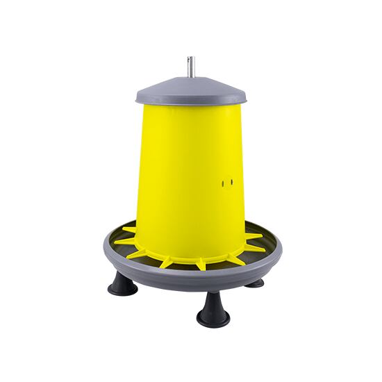 Függő műanyag csőetető fedéllel, űrtartalom 9 l, lábakkal, sárga