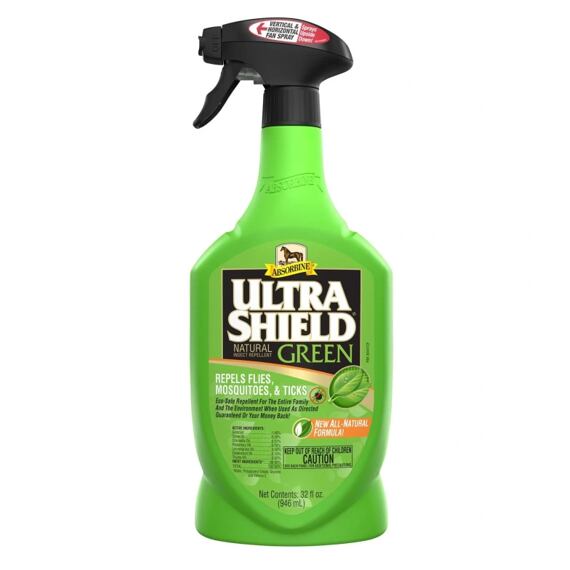 Absorbine UltraShield GREEN – természetes lódezodor illóolajokkal, 946 ml