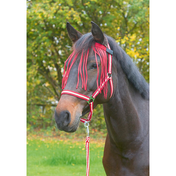 Čelenka s třásněmi proti hmyzu nylonová červená