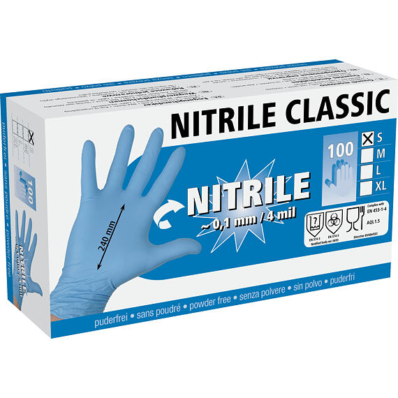 Jednorázové nitrilové rukavice Nitrile Classic, 24cm, 4mil