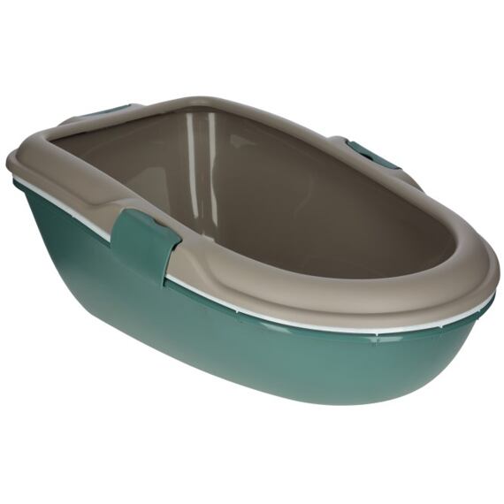 Kočičí toaleta Furba s roštem, šedo/tyrkysová