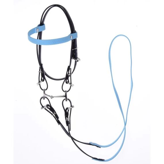 Uzdečka bez nánosníku pro hobby horse LarDen, sv.modrá čelenka,vel. M