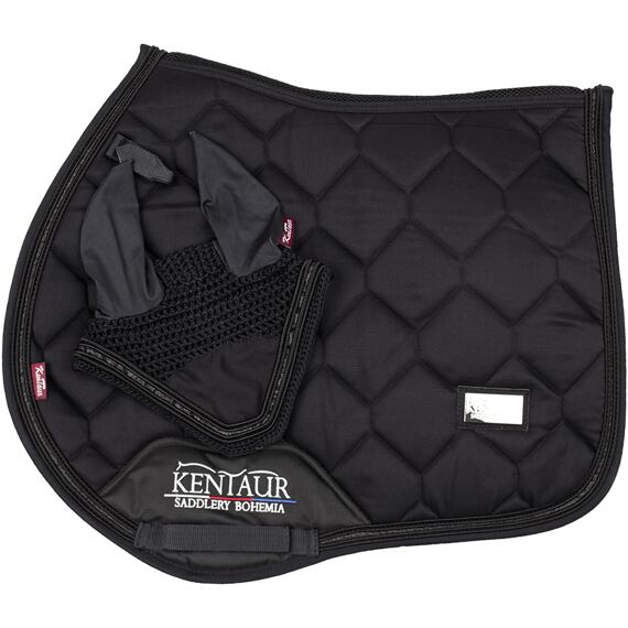 Podsedlová dečka + čabraka na uši KENTAUR JQ MESH, černá, vel. Full