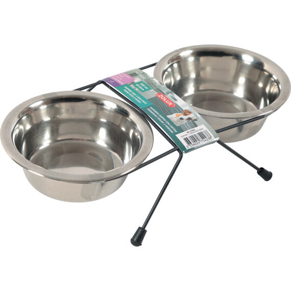 Zolux rozsdamentes acél állványos tál + 2 db kutyatál ACÉL 0,35l