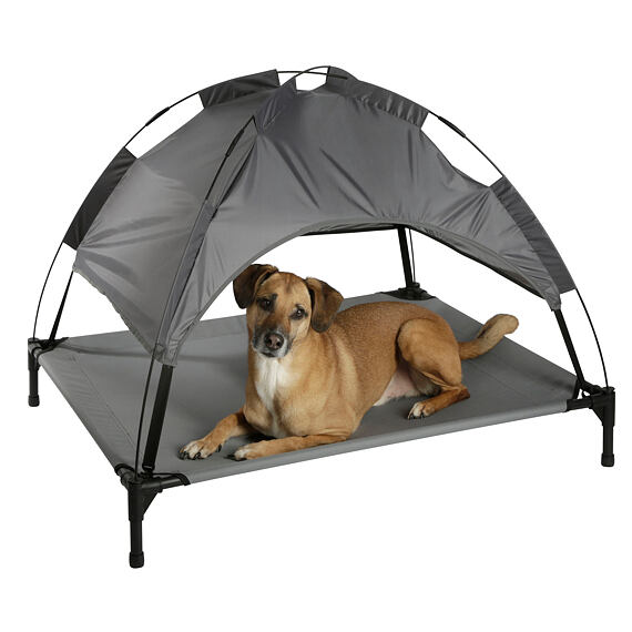 Lehátko pro psy se střechou proti slunci, 105 x 86 x 75 cm, šedé