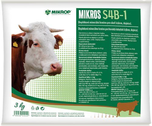 Mikros S4B-1 doplňkové minerální krmivo pro skot (výkrm, dojnice) 3kg