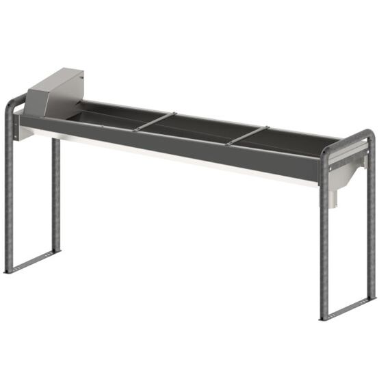 Napájecí kovový žlab z nerezové oceli 190 cm pro montáž na podlahu