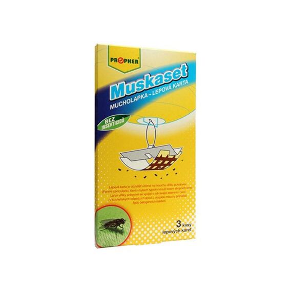Lepová karta Muškaset na mouchy 10x20cm, balení 3 ks