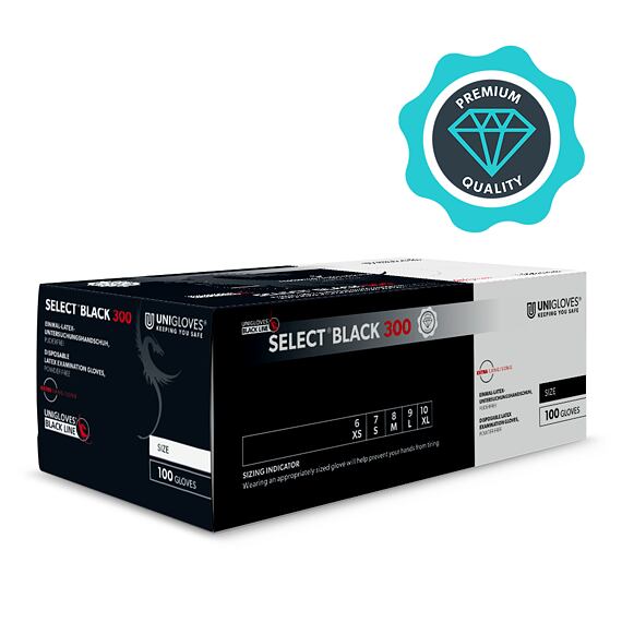 Latex kesztyű Select Black 300, 100 db/csomag