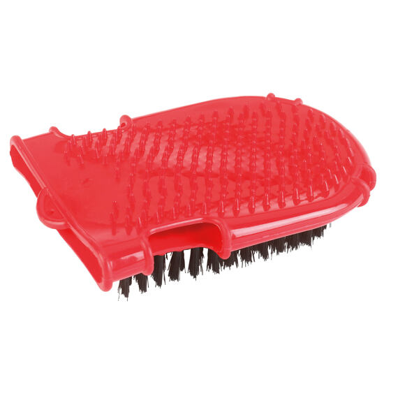 Oboustranná gumová rukavice na čištění a masáž, červená