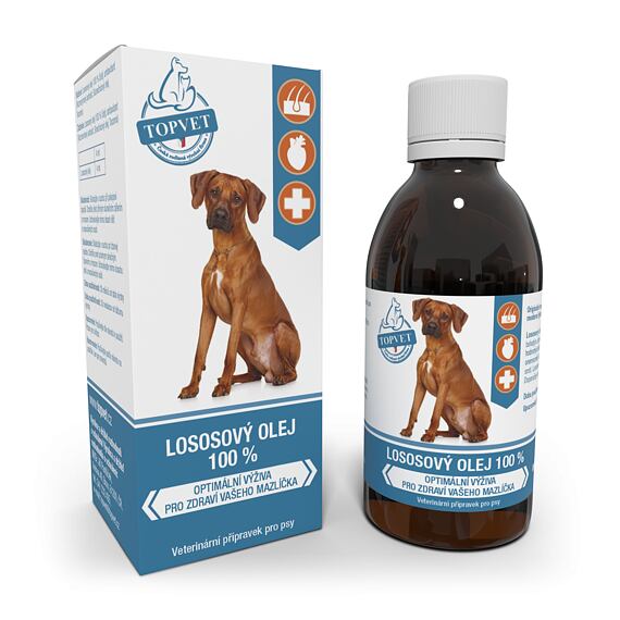 Topvet for Pets Lososový olej 100 % pro psy, 200 ml
