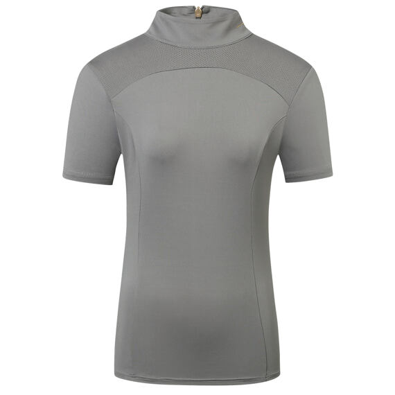 Női állógalléros póló Covalliero S/S 2023, szürke