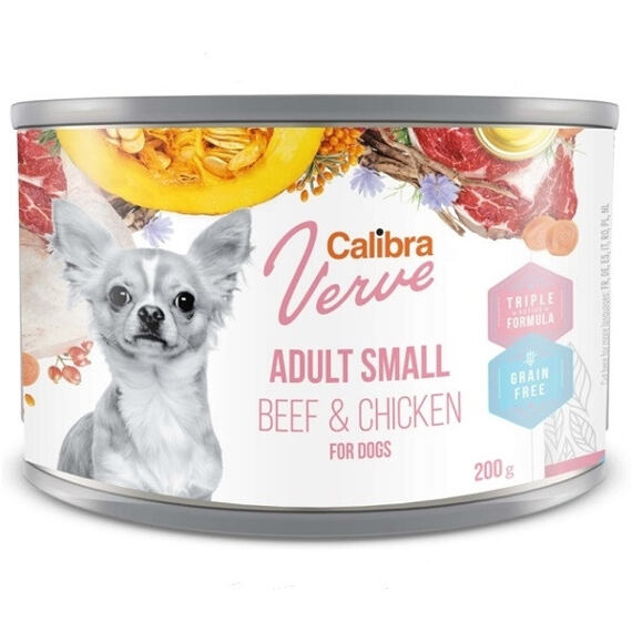Calibra Dog Verve konzerva GF Adult Small Beef&Chick 200g