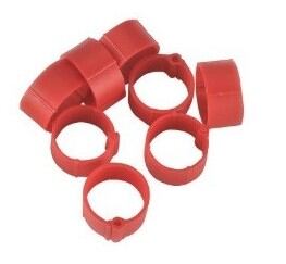 Kroužek zámkový na slepice 16mm, 20ks/bal - Červená