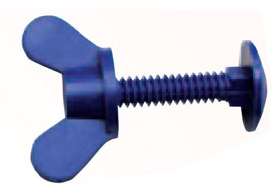 Műanyag csavar szárnyas anyával - kék hosszú 90mm