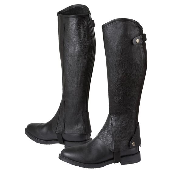 Minichaps kožené Covalliero ELASTO, černá