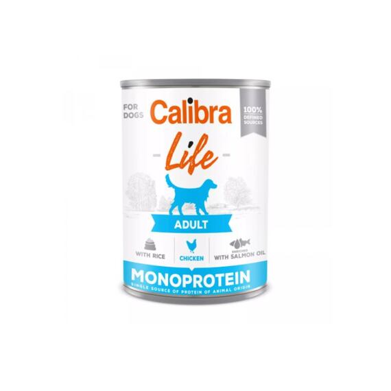Calibra Dog Life konzerva Adult Chicken&Chicken hearts with rice 400g